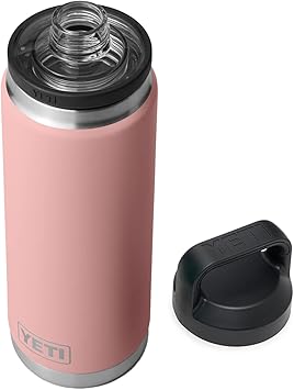 YETI Rambler 26 oz Bottle, Leakproof, Vacuum Insulated, Stainless Steel with Chug Cap, Sandstone Pink