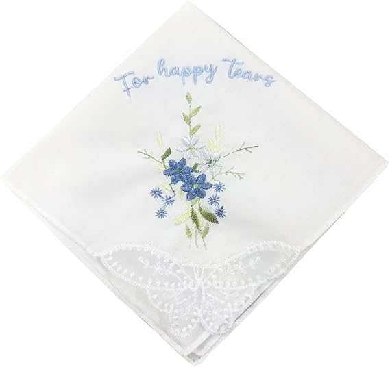 Happy Tears Handkerchief for Bride,Wedding Party Accessory Bridesmaid bridal shower gifts