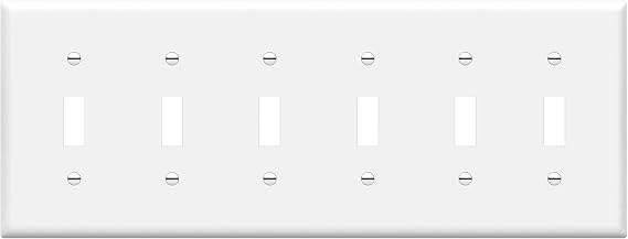 ENERLITES 6-Gang Toggle Light Switch Wall Plate Cover, 1 Pack, White