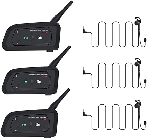 Referee Headsets, Referee Communication System Sets 2~4 Person Full Duplex Wireless Bluetooth Intercom Headsets for Official Volleyball Football Soccer Handball Coach (3V4(L Earphone))