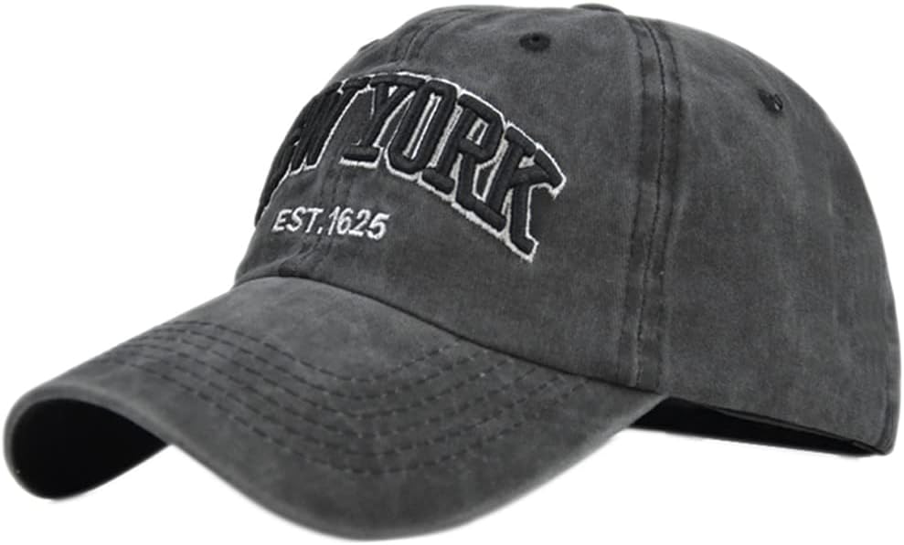 Vintage Baseball Cap Embroidery NEW YORK Washed Denim Trucker Cap 100% Cotton Sun Hat for Men Women Adjustable