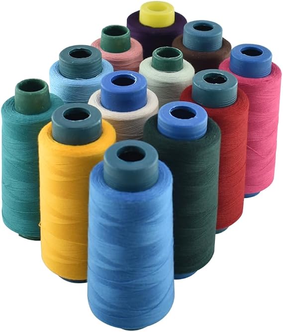 12 Color Sewing Machine Thread 40S/2 2500 Yard Per Overlock Cone Polyester Sewing Threads for Sewing Quilting Machines, DIY Sewing, Hand Embroidery, Serger
