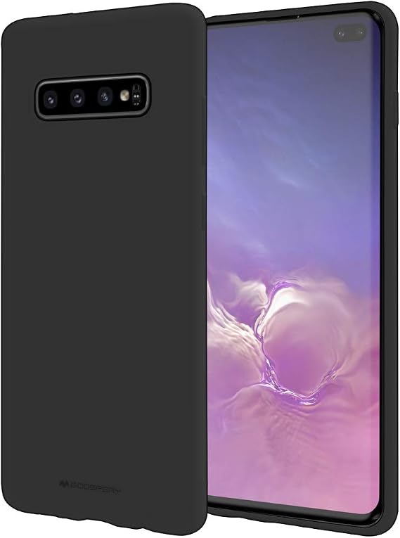 GOOSPERY Soft Feeling Jelly for Samsung Galaxy S10 Plus Case (2019) Silky Slim Bumper Cover (Black)