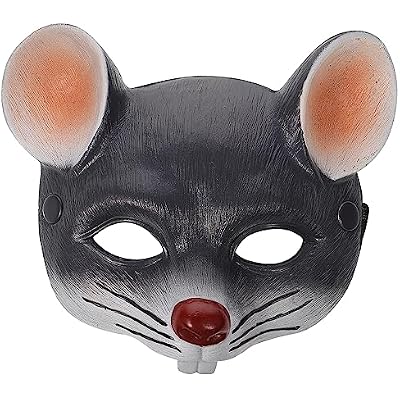 FRCOLOR 2pcs Mouse Mask Animal Half Face Light Grey Pu Foam Mask for Halloween Masquerade Japanese Style Christmas Cosplay