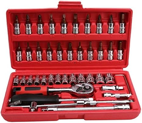 46pc Spanner Socket Set 1/4" Repair Tools Ratchet Wrench Set Hand Mixed Tool,NEW