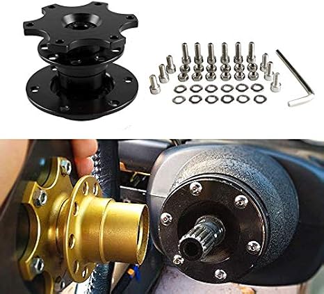 Quick Release Adapter Car Steering Wheel - Universal Car Quick Release Snap Off Steering Wheel Boss Hub Kit for Race/Rally/Motorsport (Black)