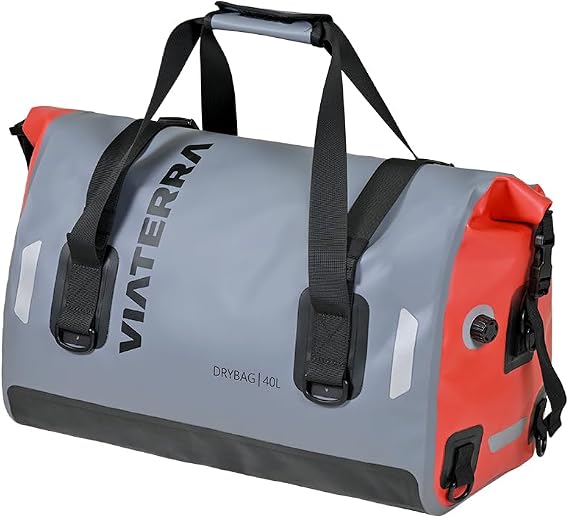 ViaTerra Universal Waterproof DryBag 40L Motorcycle Tailbag | Seam welded waterproof bag, No need for Raincover, Air Valve for easy packing, Roll top closure, No Saddle Stay/Rack Needed