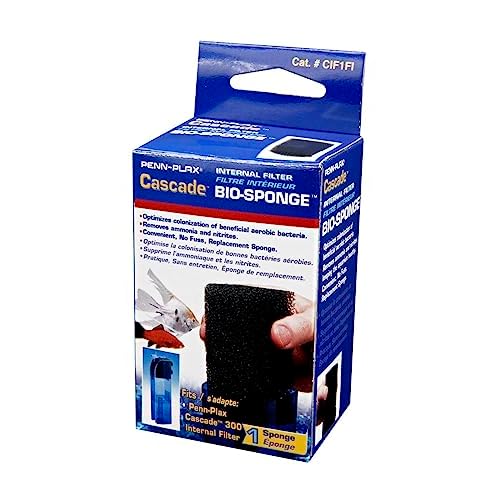 Penn-Plax Cascade 300 Replacement Bio-Sponge - 1 Pack Aquarium Filter Sponge for CIF1 Submersible Internal Media Filter - Easy-to-Clean - Fresh & Saltwater Filtration - Black, 2 x 1.75 x 1.75 Inches