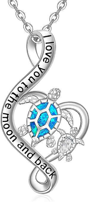 Fenthring Turtle Necklace S925 Sterling Silver Infinity Pendant for Women
