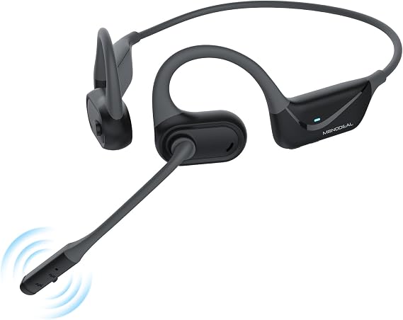 MONODEAL Open Ear Headphones with Mic, Lightweight Bluetooth 5.4 Headset | with Microphone Noise Cancelling Mute Button, Wireless Headset Earphones for Work, Driving, Home Office, Workouts