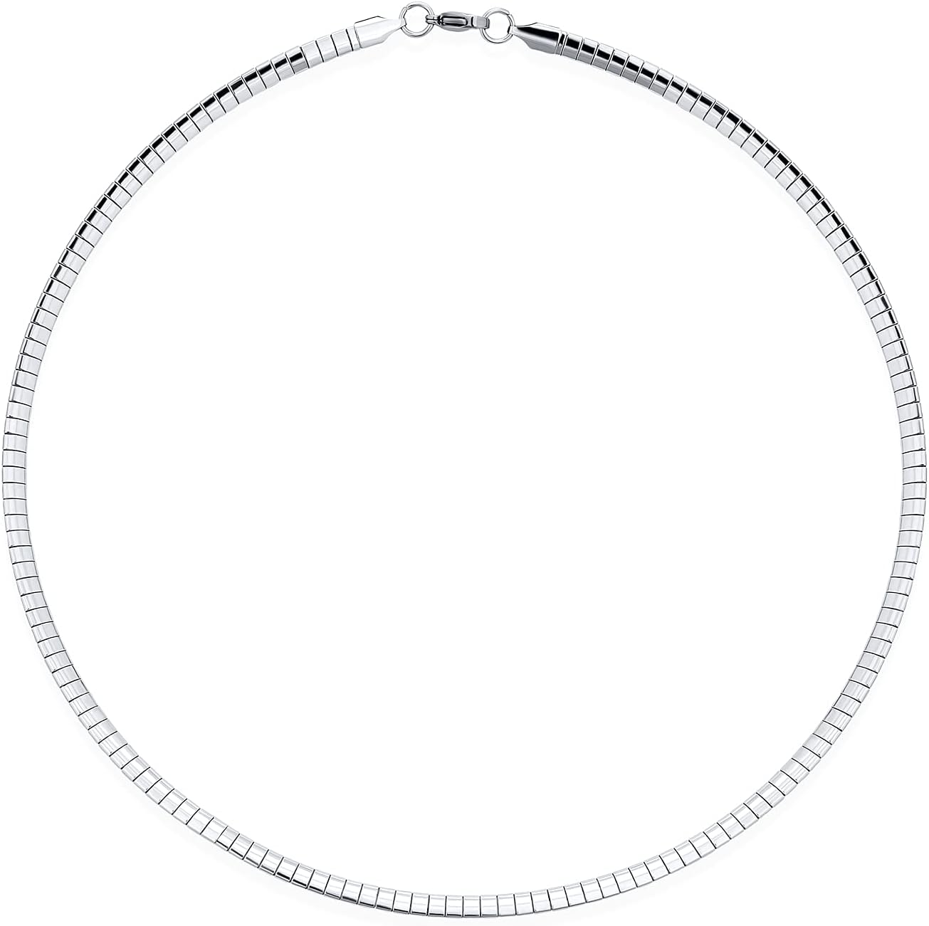 Bling Jewelry Flexible Flat Contoured Gold Silver Two Tone Cubetto Omega Snake Chain Herringbone Choker Necklace For Women Teen 5MM -10 Wide