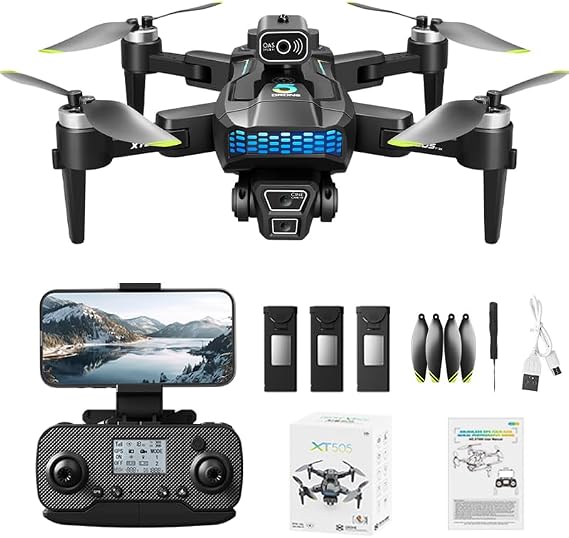 GPS Drone with 4K EIS Camera for Adults, 60 Mins Flight Time, Long Range Transmission, Follow Me, Auto Return, Brushless Motor, Obstacle Avoidance, Lightweight and Foldable Quadcopter for Beginner Birthday Gifts Toy
