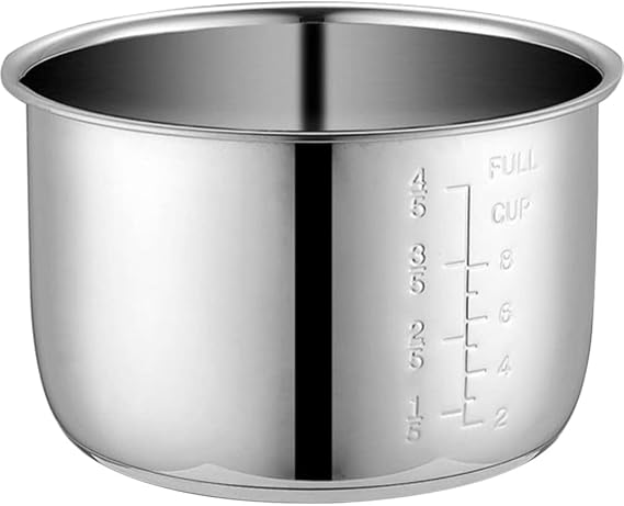 Zerodeko Power Cooker Replacement Inner Pot Stainless Steel Inner Cooking Pot Nonstick Interior Pot Metal Rice Cooker Inner Pot for 4L Power Pressure Cooker Rice Cooker