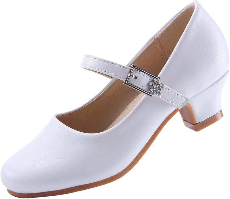 EIGHT KM Toddler Shoes - High Heels Kid Shoes - Multi Sizes & Colors for Ages 3-13 Years - Mary Jane Shoes for Girls Wide Fit Little Girl Dress Shoes - Party Wedding Shoes - Princess Baby Girl Shoes