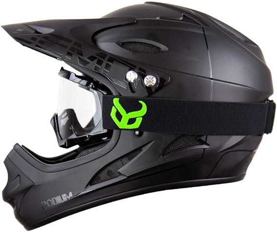 Demon United Podium Black/Black Full Face Mountain Bike Helmet- BMX Helmet- with Demon Viper MTB Goggles- 3 Goggle Color Options Available