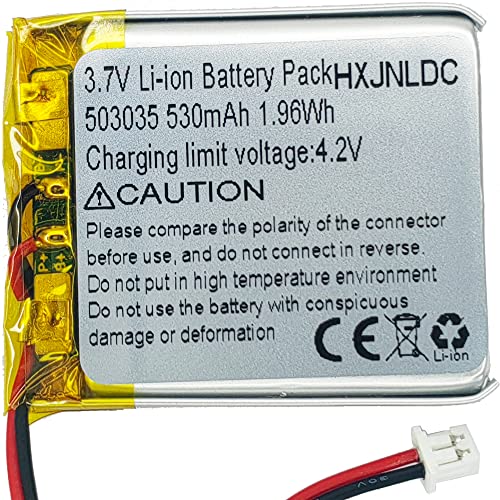 DC 3.7V 530mAh 503035 Rechargeable Lithium Polymer Replacement Battery for DIY 3.7-5V Electronic Products with Built-in 2-Wire Battery Replacement