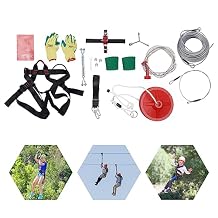 Zipline Kit for Kids and Adult with Stainless Steel Spring Brake and Seat, Kids Zipline Kit for Porch, Harness Zip Line Kit, Zipline Kits for Backyard, Slackers Zipline Kit, 160ft, Up to 330 Lbs