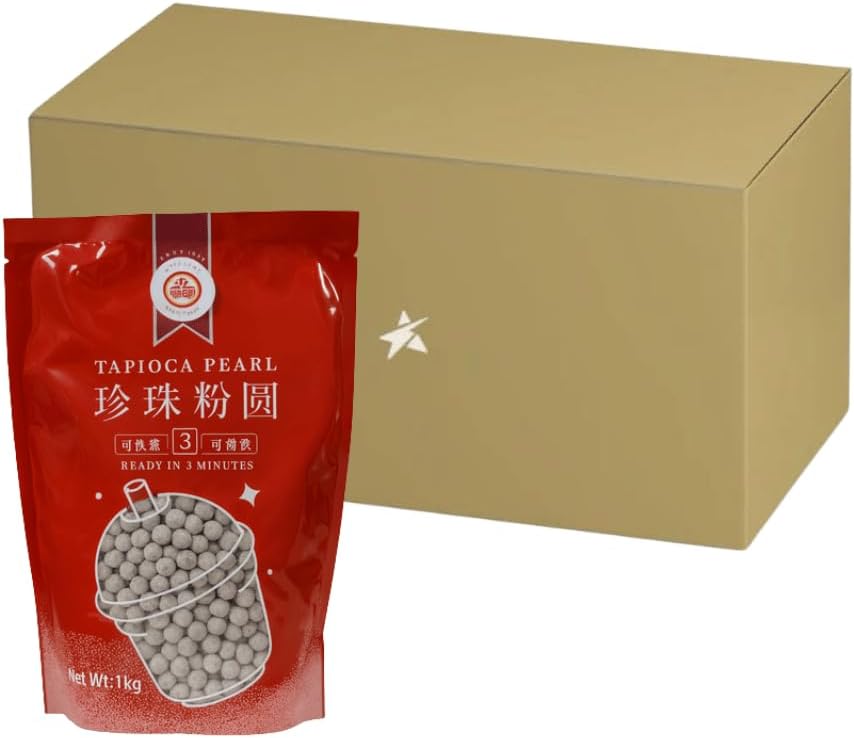 Black Tapioca Pearl Boba for Bubble Tea Drink Boba Milk Tea Catering Pack 1KG (Pack of 12) HALAL