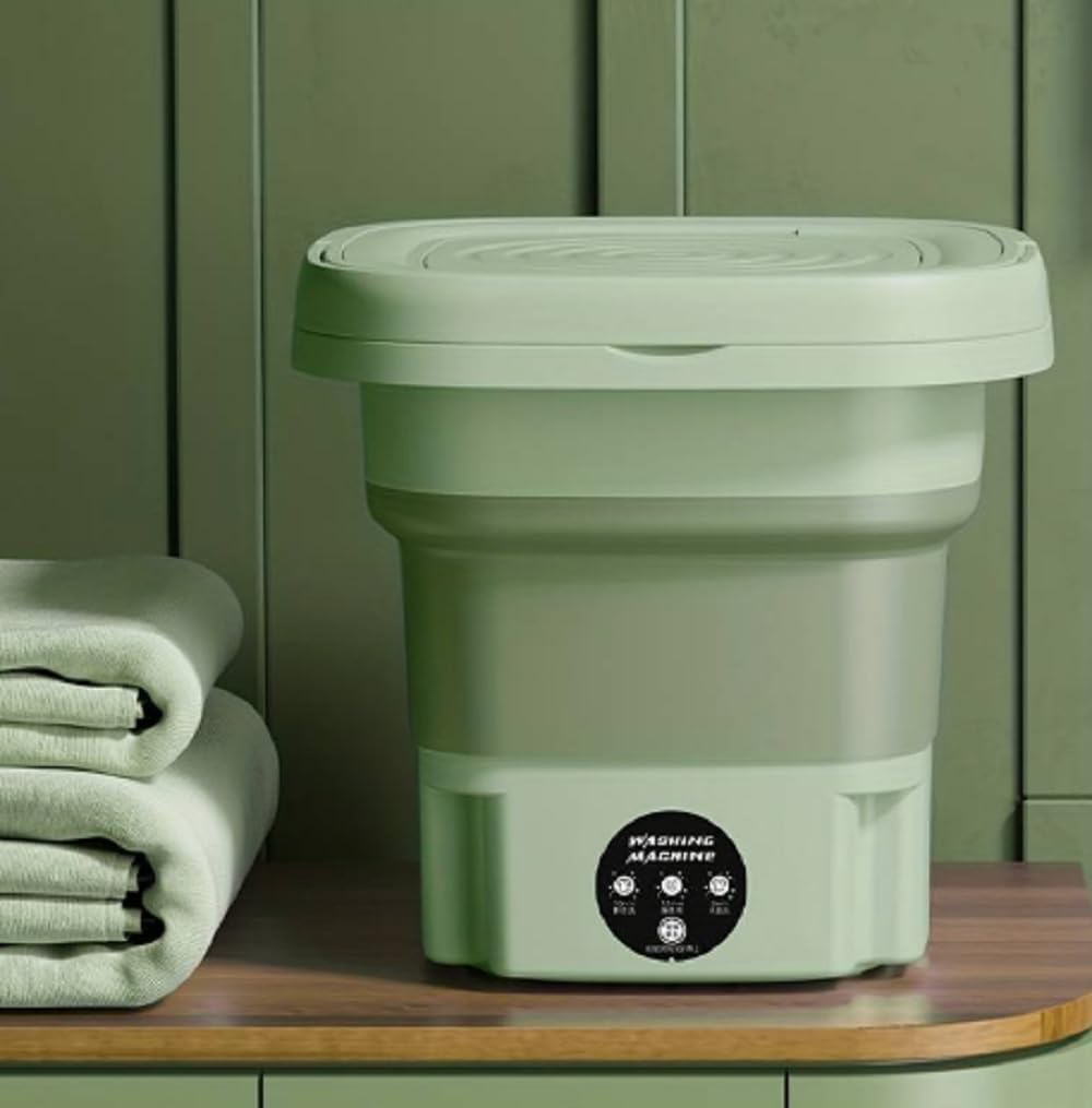 Compact 8 lb Portable Washing Machine for Apartments - Quick Laundry Solution with Timer and Multiple Wash Modes Green