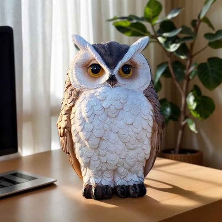 Owl Statue Garden Decor, Resin Waterproof Halloween Indoor Outdoor Lawn Yard Patio Office Living Room Decoration Gifts for Mom Women 8.3 Inch