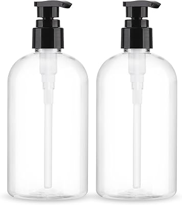 Empty Pump Bottles Dispenser 2 Pack 300ml10.15oz. Clear Plastic Pump Bottle Dispenser for Essential Oil Soap Lotion Shampoo