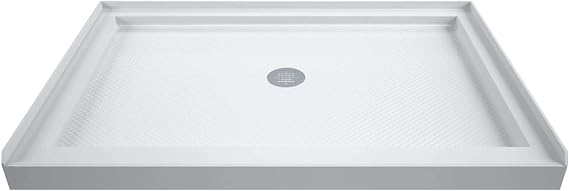 DreamLine SlimLine 36 in. D x 48 in. W x 2 3/4 in. H Center Drain Single Threshold Shower Base in White