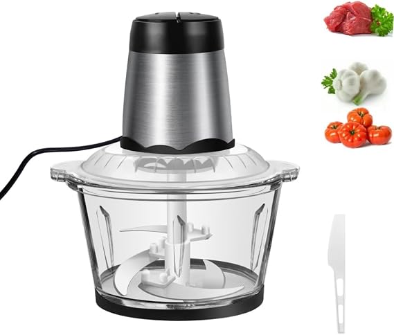 300W Fruit & Vegetable Chopper 2L Food Processor Small Meat Grinder Electric Dicer with 2 Speeds, 4 Bi-Level Blades,for Meat,Fruits,Smoothie, Vegetables,Onion,Garlic and Nuts