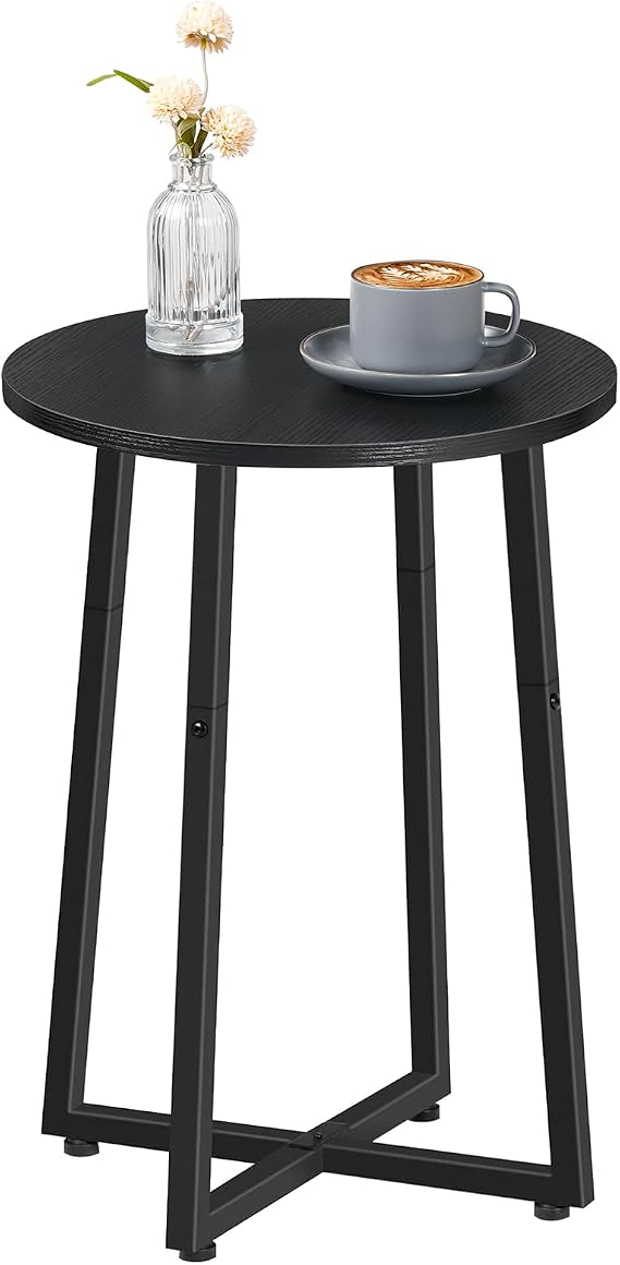 HOOBRO Side Table, Round End Accent Table with Sturdy Metal Frame
