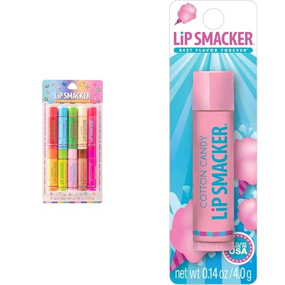 Lip Smacker Original & Best 10 Pack with Cotton Candy Lip Balm