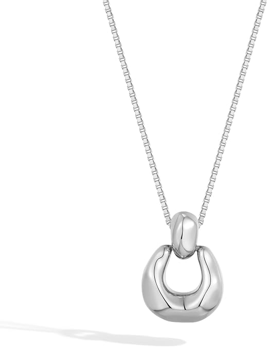 Statement Pendant Necklace for Women Fashion Chunky Jewelry | Trendy Door Knock Pendant, Hypoallergenic Brass Simple Jewelry, Minimalist Daily Wear