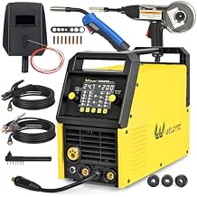 Weldpro 200 Amp MIG Welder, 110/220V 7-in-1 Manual MIG/Synergic MIG/Gasless MIG/Lift TIG/MMA/Spot/Spool Gun Aluminum Multi-process Welding Machine with Large LED Display, IGBT, 2T/4T, Spool Gun