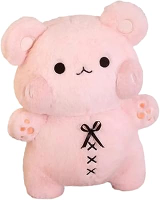 Cute Fluffy Pink Panda with Red Cheeks Stuffed Animal Plushie Pillow Soft Kawaii Hugging Body Pillow Squishy Anime Plush Toy Surprise Gifts for Boys Girls Kids Valentine Christmas Birthday