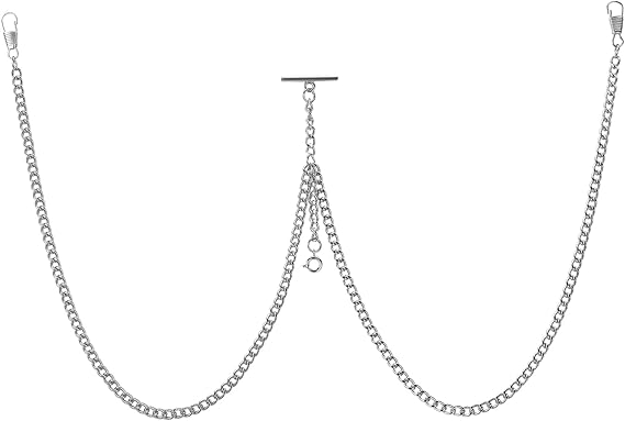 Tiong Men's Pocket Watch Chain Vintage Albert Chain with Lobster and T-Bar Clasps Watch Chains Link Vest/Suit for Your Pocket Watches/Pendant