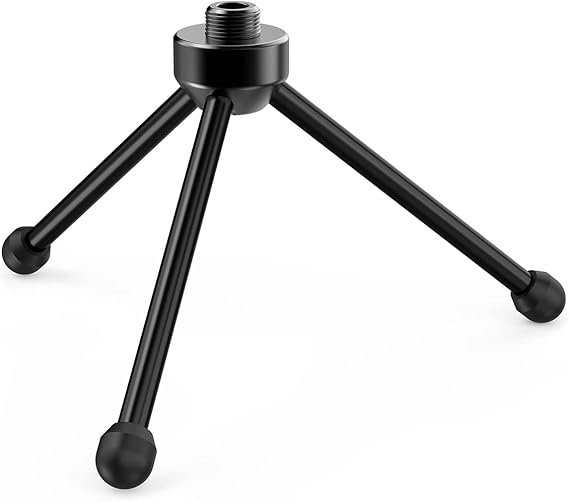 FIFINE Anti-Slip Rubber Stand Tripod Stand for Standtop Microphone, Sturdy Metal Structure, Foldable Table Microphone Stand for Gaming, Podcasting, Meetings, Chat