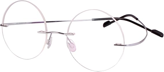 Agstum Pure Titanium Round Eyeglasses Rimless Flexible Glasses Frame 46mm