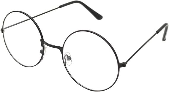 ALLY-MAGIC Round Glasses, Retro Eyeglasses Vintage Metal Frame Clear Lens Glasses for Men Women Unisex Cosplay Accessories Y7FGYXYJ