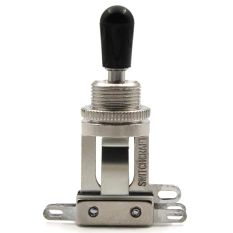 Switchcraft 3 Way Toggle Switch w/Genuine Tip, Short Toggle for Les Paul Electric Guitar (Black Tip)