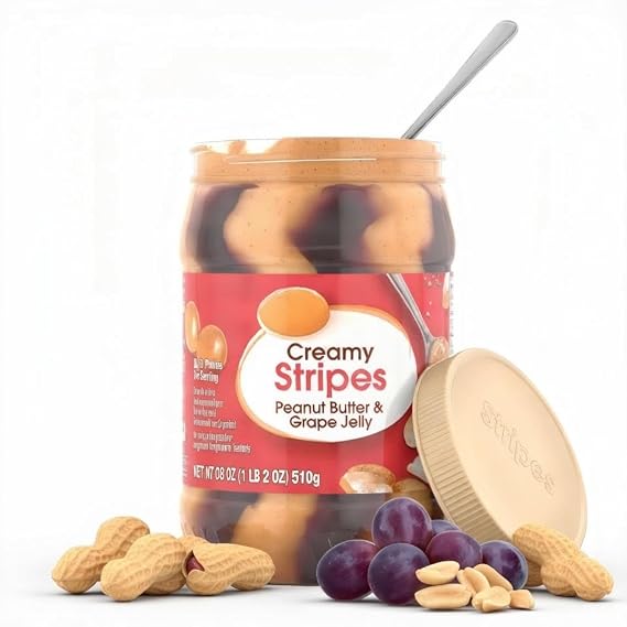 Peanut Butter & Grape Jelly Spread: Creamy Stripes of Peanut Butter with Fruity Jam Swirls, Classic PB&J Flavor, Great For Sandwiches, Waffles & Pancakes, Kids Snack & Family, 18 oz Value Jar