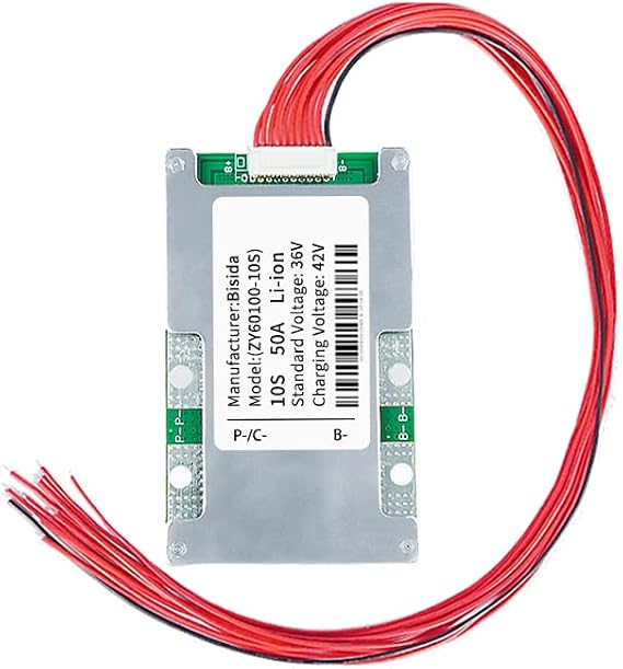 10S BMS 36V 50A Li-ion PCB Protection Board with Balance Wire and NTC,Ten Functional protections, Common Port, for Solar Energy Storage, Balance Car Lithium-ion Battery Pack (10S 36V 50A)