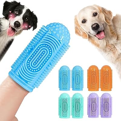 Dog Toothbrush Finger Toothbrush Dogs Tooth Brushing Kit 8 Pack Dogs Finger Toothbrushes for Dog Teeth Cleaning& Dental Care Doges Tooth Brush Pet Toothbrush