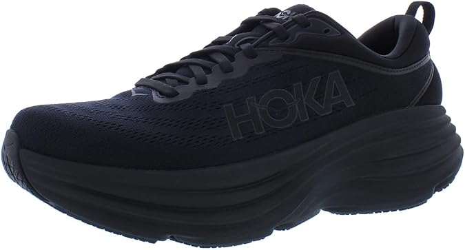 HOKA ONE ONE Bondi 8 Wide Mens Shoes Size 12, Color: Black/Black