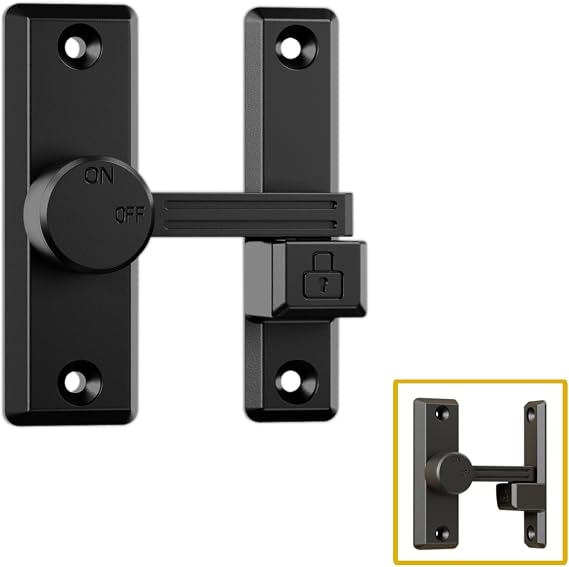 Flip Latch Lock 90/180 Degree Left/Right-Opening Sliding/Swinging Door Lock Bolt for Home Security Gate Barn Garage Garden Fence Shed Window French Door (Black)