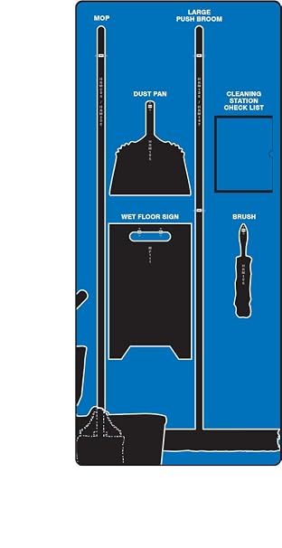 AccuformNMC Clean & Mop Store-Board, Blue/Black Shadow Board, 68"H x 30"W