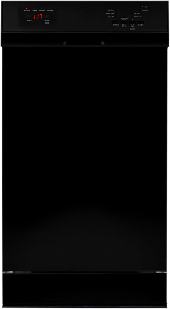 Kenmore 22-14709 18" Compact Built-In Dishwasher - UltraWash Plus, TurboDry, EasyFlex Third Rack & SmartWash - 10 Place Settings - 45 DBA - ENERGY STAR Certified - 18" - Black