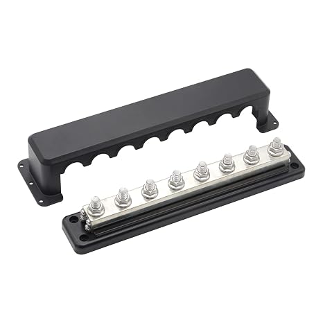 Busbar Copper 48V DC/ 300V AC 600A Large Bus Bar, Heavy Duty 8X 3/8" Posts | Gloaso Power Distribution Blocks, Flame-retardant Base, High Current Battery Buss Bar 600 Amp for RV Solar Boat Marine, Black