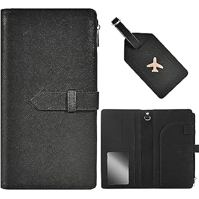 Passport Wallet for Men and Women, Mulit-purpose RFID Blocking Passport Holder Travel Wallet, Passport and Vaccine Card Holder Combo, Travel Essentials Passport Cover CaseBlack