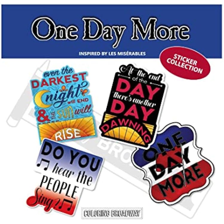 Coloring Broadway - Les Miserables Inspired Stickers Set of 4 One Day More Collection, Broadway Musical Merchandise, Die-Cut & Bubble Free Vinyl, Ideal Gift for Theatre Lovers