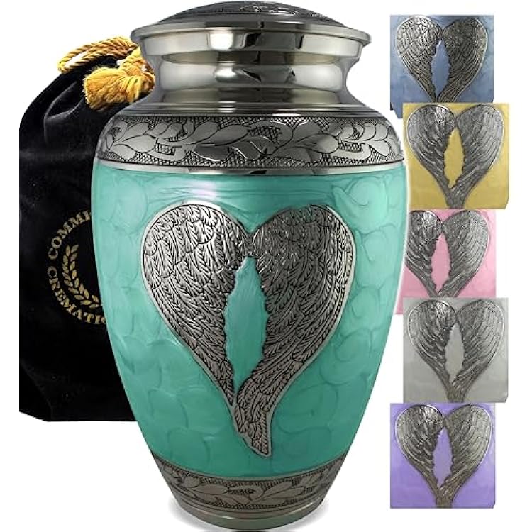Green Angel Cremation Urn for Ashes Adult Male - Personalized Handcrafted Angel Urns for Human - Beautiful Urn for Ashes for Women Decorative Urns