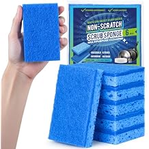 Kitchen Sponges, 6 Count, Non-Scratch Scrub Sponge, Dual Sided Cleaning Sponges for Dishes, Kitchen, Bathroom