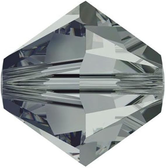 100pcs Authentic Preciosa 4mm (0.16 Inch) Small Faceted Bicone Crystal Loose Beads Black Diamond Compatible with Swarovski 5301/5328 for DIY Jewelry Making Pre-B421